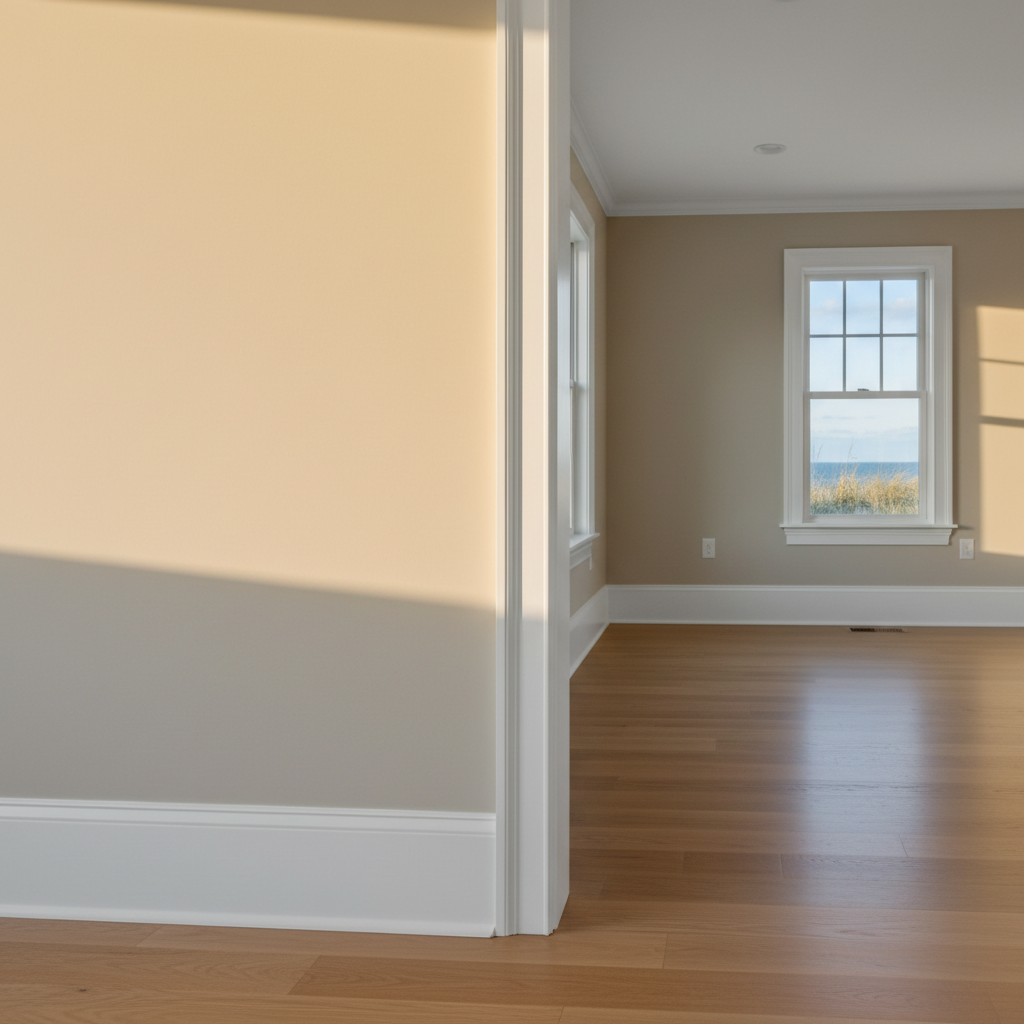 Interior doorway and trim in a new Rehoboth Beach home, impeccably painted with a durable semi-gloss enamel.